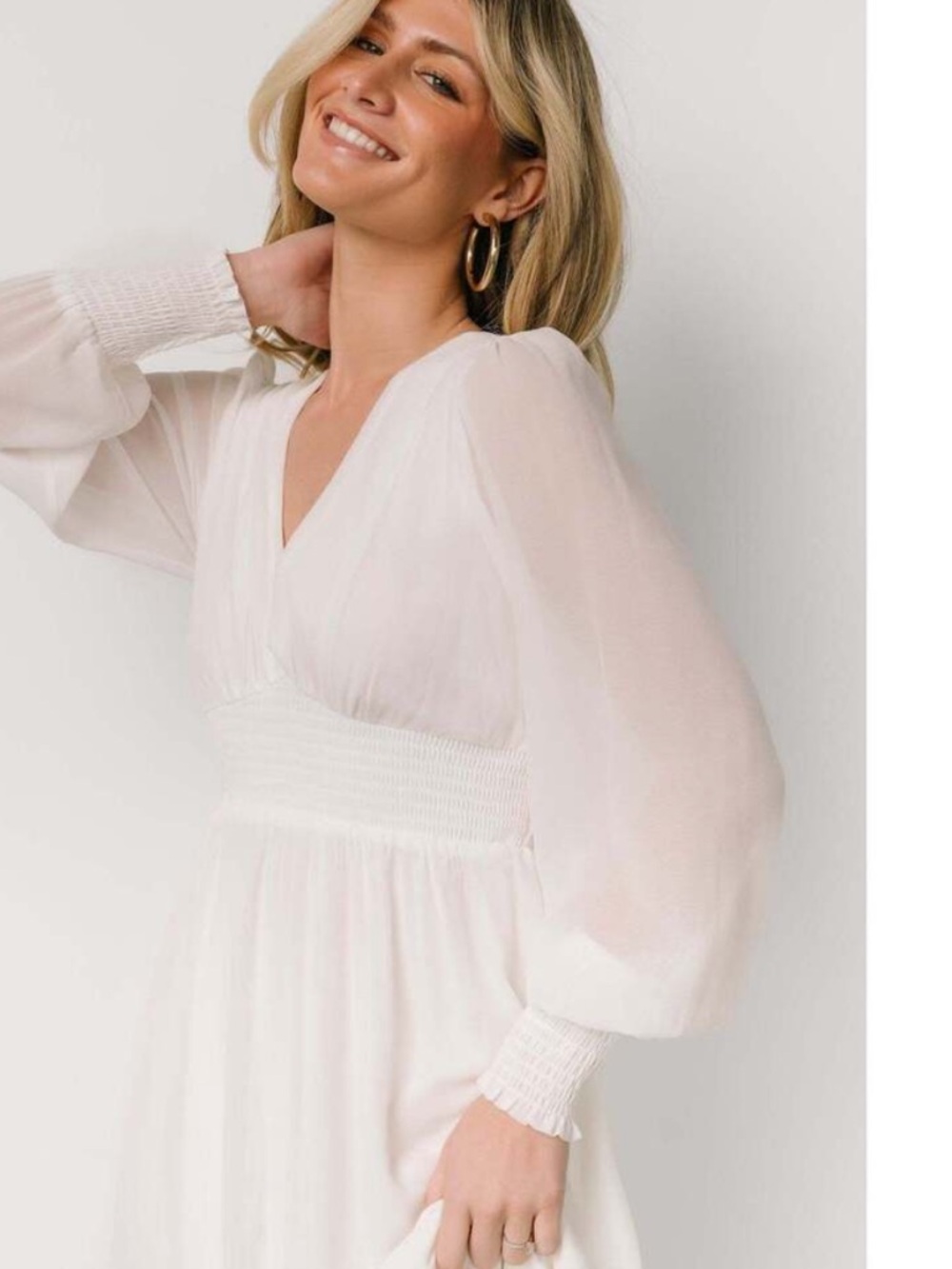 NEW Baltic Born Olivia White Long Sleeve Maxi Dress Chiffon Wedding Dress Sz XL